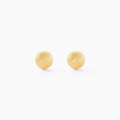 Boucles D'oreilles Puces Fidelia Boule Sablee Or Jaune
