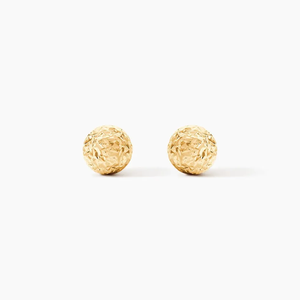 Boucles D'oreilles Puces Fidelia Boule Diamantee Or Jaune