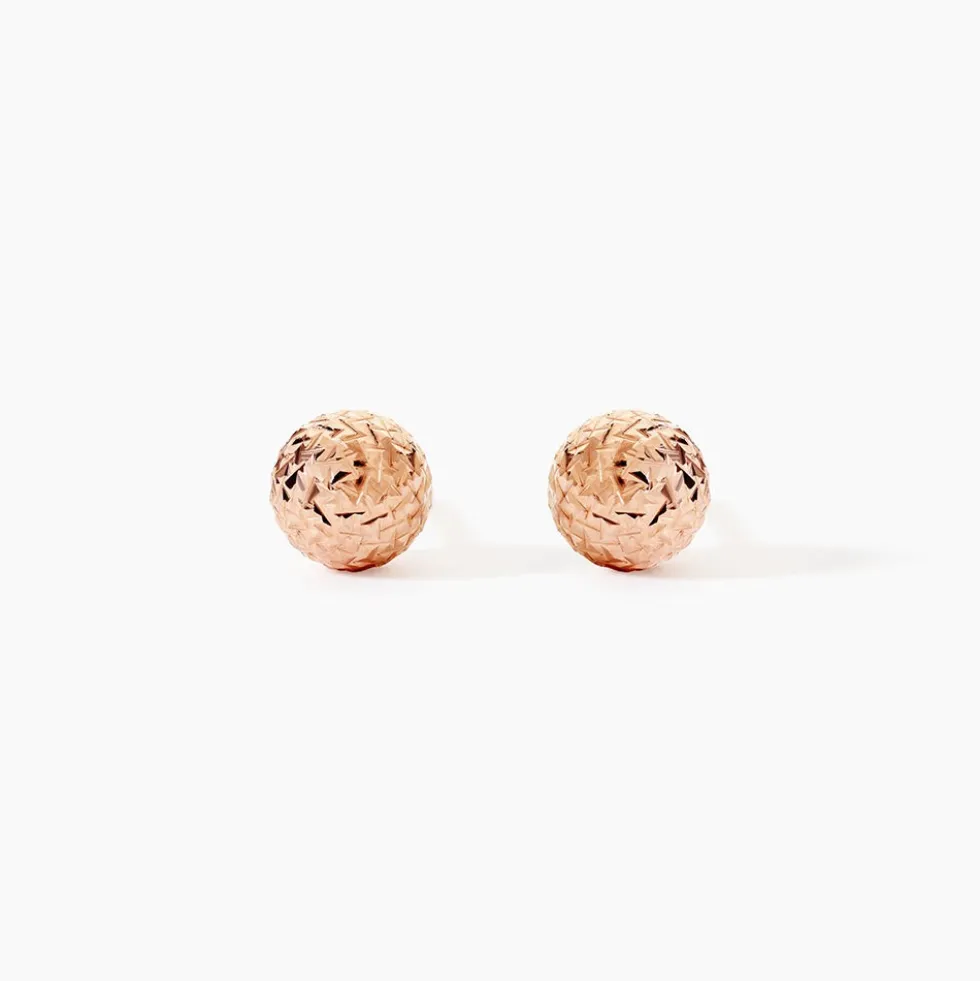 Boucles D'oreilles Puces Fidelia Boule Diamantee Or Rose
