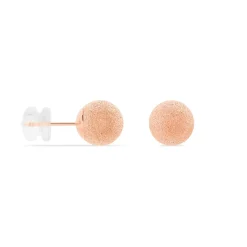 Boucles D'oreilles Puces Fidelia Boule Sablee Or Rose