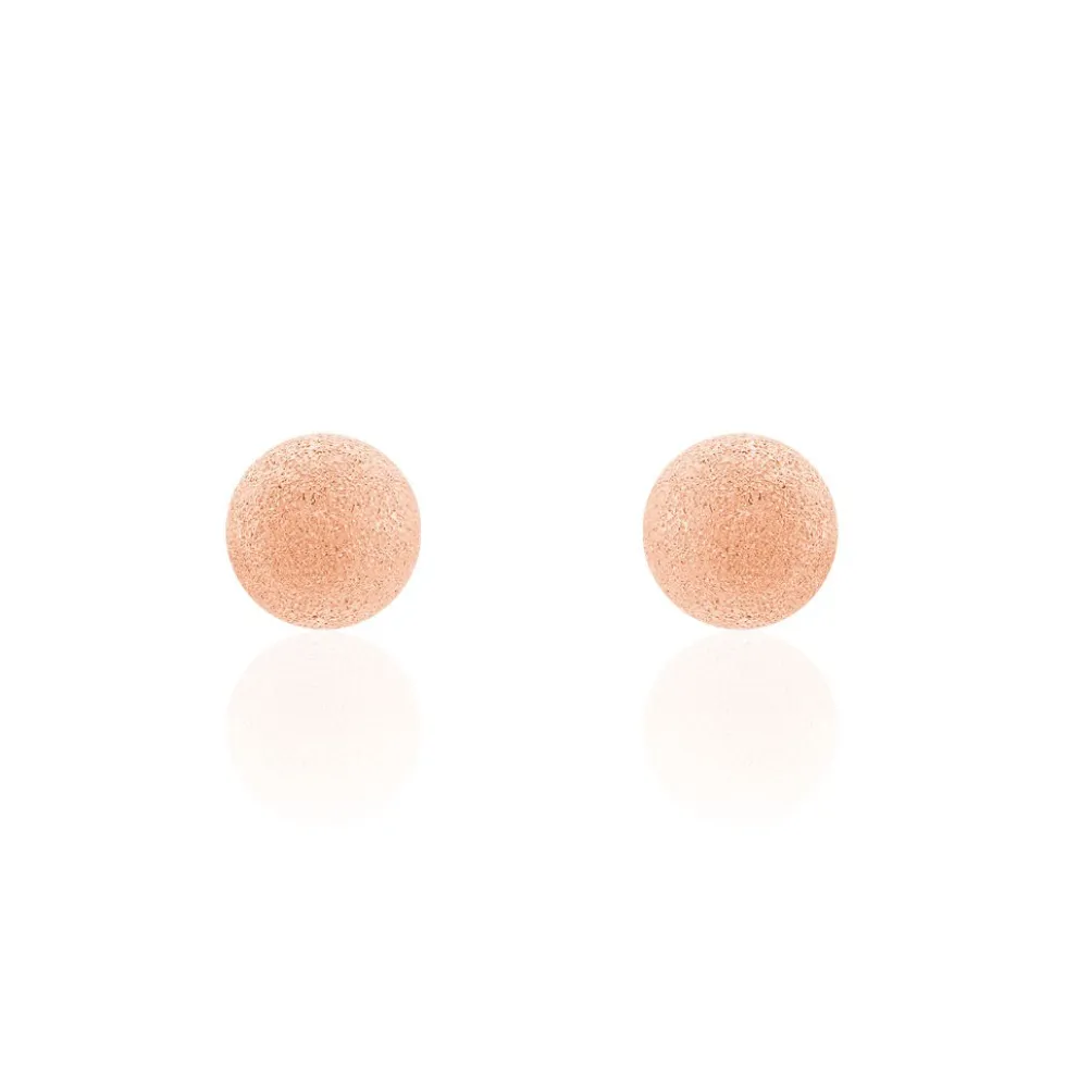 Boucles D'oreilles Puces Fidelia Boule Sablee Or Rose