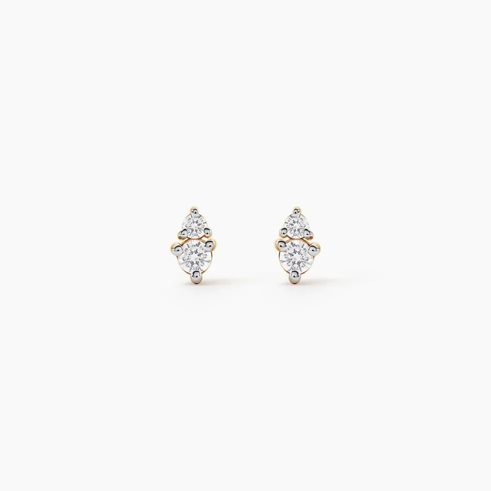 Boucles D'Oreilles Puces Georgia Plaqué Or Jaune Oxyde De Zirconium