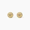 Boucles D'Oreilles Puces Guess G Crystal Acier Jaune Oxyde De Zirconium
