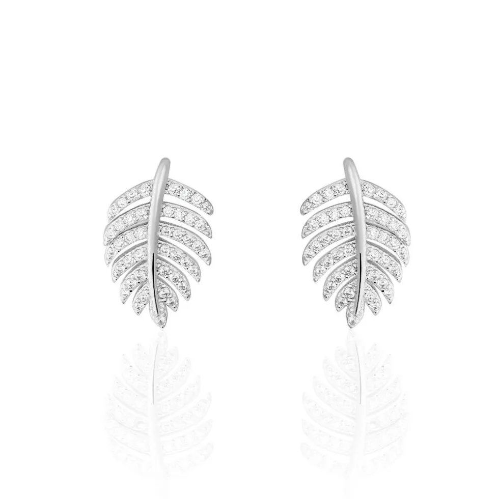 Boucles D'oreilles Puces Gabrielle Argent Blanc Oxyde De Zirconium