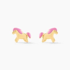 Boucles D'oreilles Puces Heldea Cheval Or Jaune