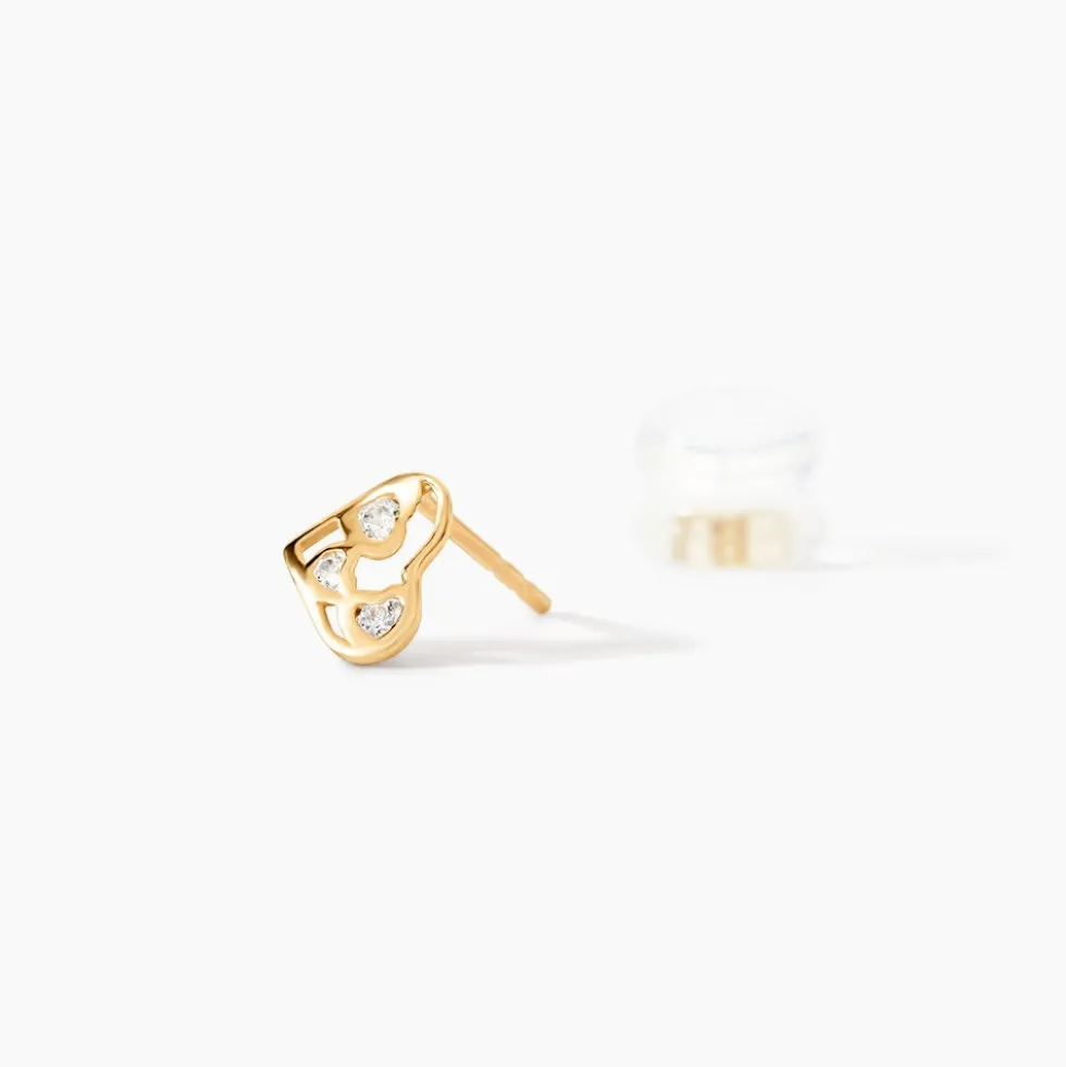 Boucles D'oreilles Puces Huan Cœur Or Jaune Oxyde De Zirconium