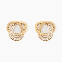 Boucles D'oreilles Puces Henia Plaqué Or Jaune Oxyde De Zirconium