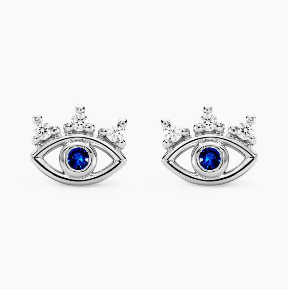 Boucles D'oreilles Puces Hina Argent Blanc Oxyde De Zirconium