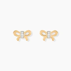 Boucles D'oreilles Puces Hisae Plaqué Or Jaune Oxyde De Zirconium