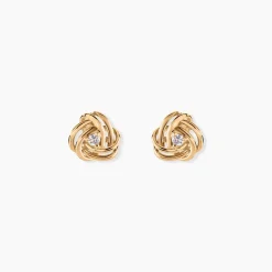 Boucles D'oreilles Puces Iwaki Plaqué Or Jaune Oxyde De Zirconium