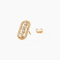 Boucles D'oreilles Puces Infinitude Plaqué Or Doré Oxyde De Zirconium