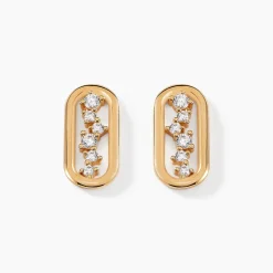Boucles D'oreilles Puces Infinitude Plaqué Or Doré Oxyde De Zirconium