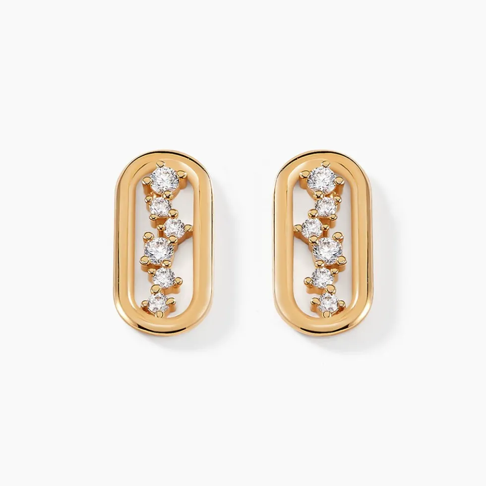 Boucles D'oreilles Puces Infinitude Plaqué Or Doré Oxyde De Zirconium
