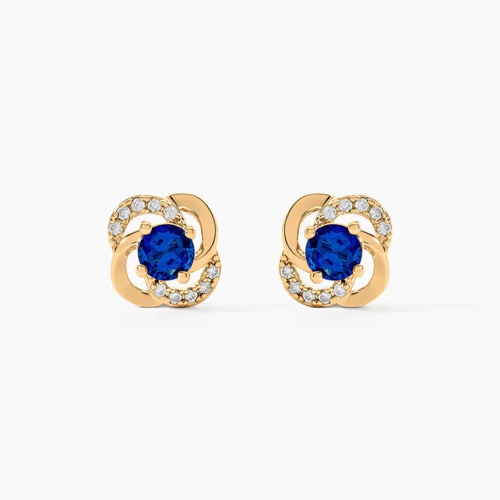Boucles D'oreilles Puces Jaana Plaqué Or Jaune Verre Oxyde