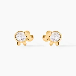 Boucles D'oreilles Puces Jumboo Or Jaune Oxyde De Zirconium