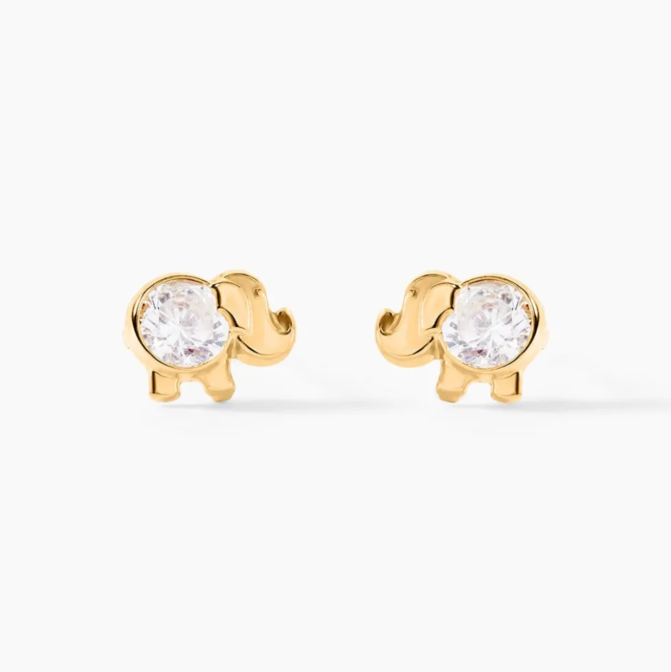 Boucles D'oreilles Puces Jumboo Or Jaune Oxyde De Zirconium