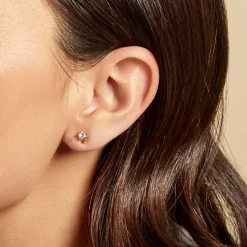Boucles D'oreilles Puces Jumboo Or Jaune Oxyde De Zirconium