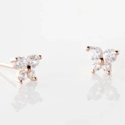 Boucles D'oreilles Puces Jemila Or Rose Oxydes De Zirconium