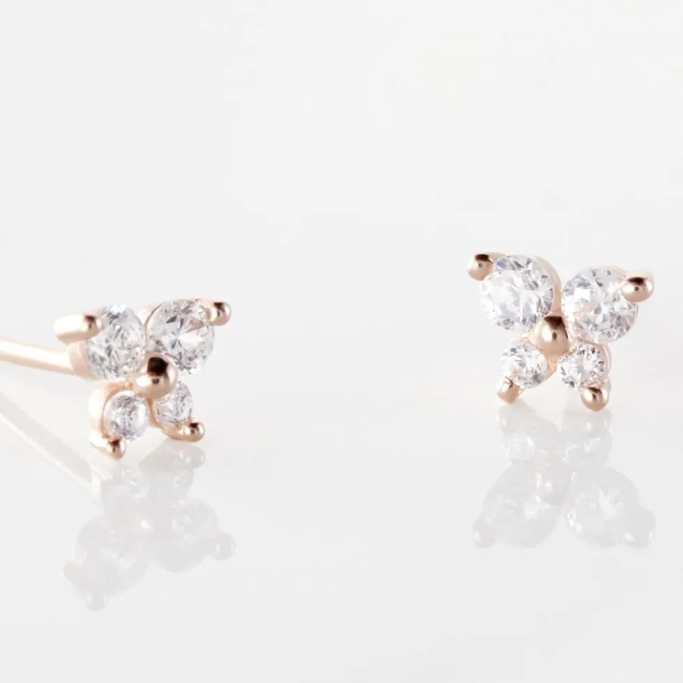Boucles D'oreilles Puces Jemila Or Rose Oxydes De Zirconium