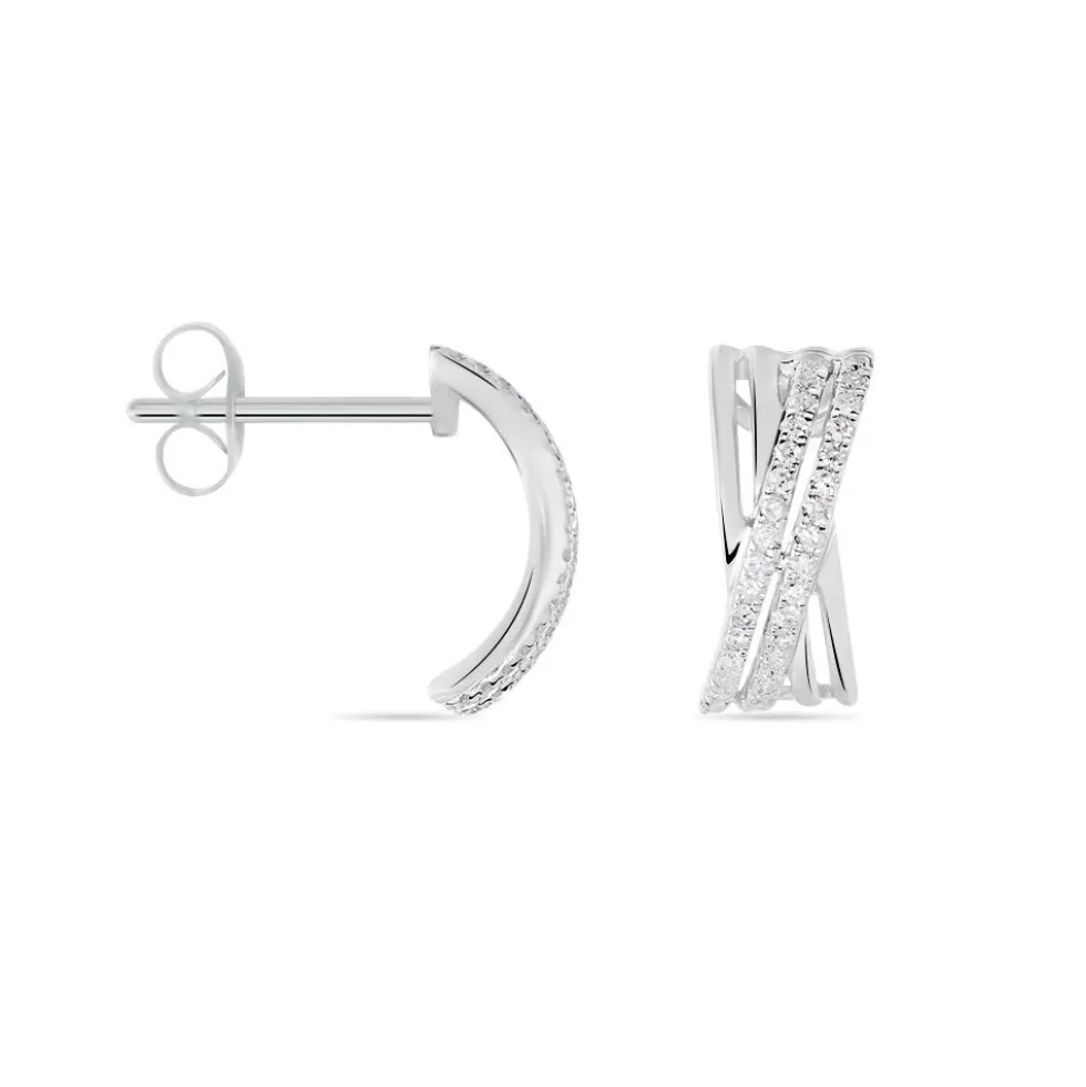 Boucles D'oreilles Puces Julianne Or Blanc Diamant