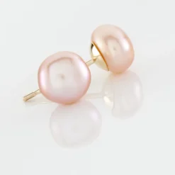 Boucles D'oreilles Puces Kesya Or Jaune Perle De Culture