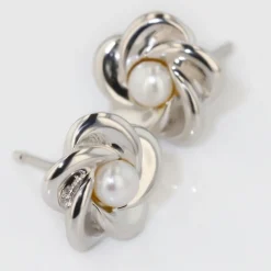 Boucles D'oreilles Puces Kanani Argent Blanc Perle De Culture