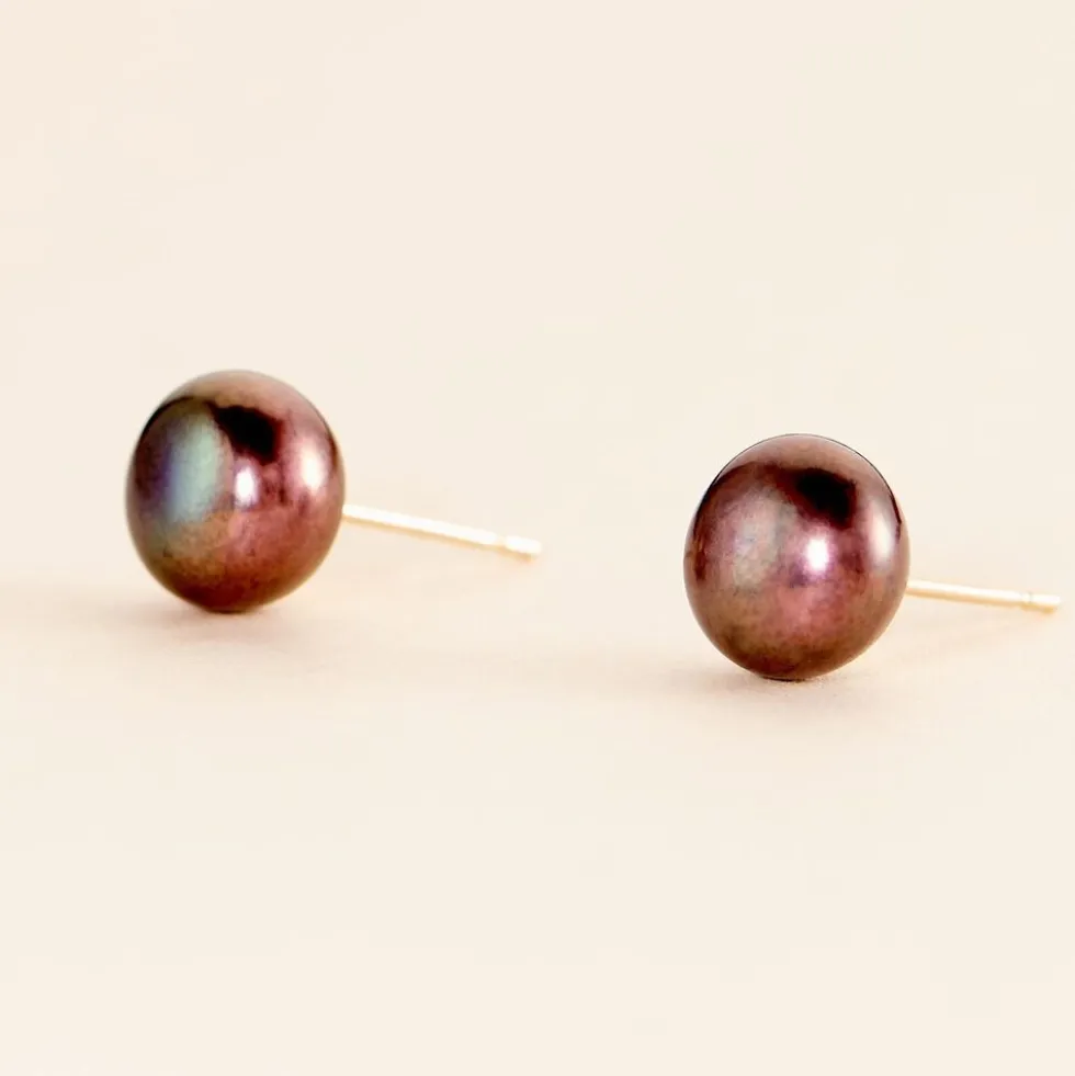 Boucles D'oreilles Puces Kesya Or Jaune Perle De Culture