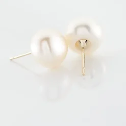 Boucles D'oreilles Puces Kesya Or Jaune Perle De Culture