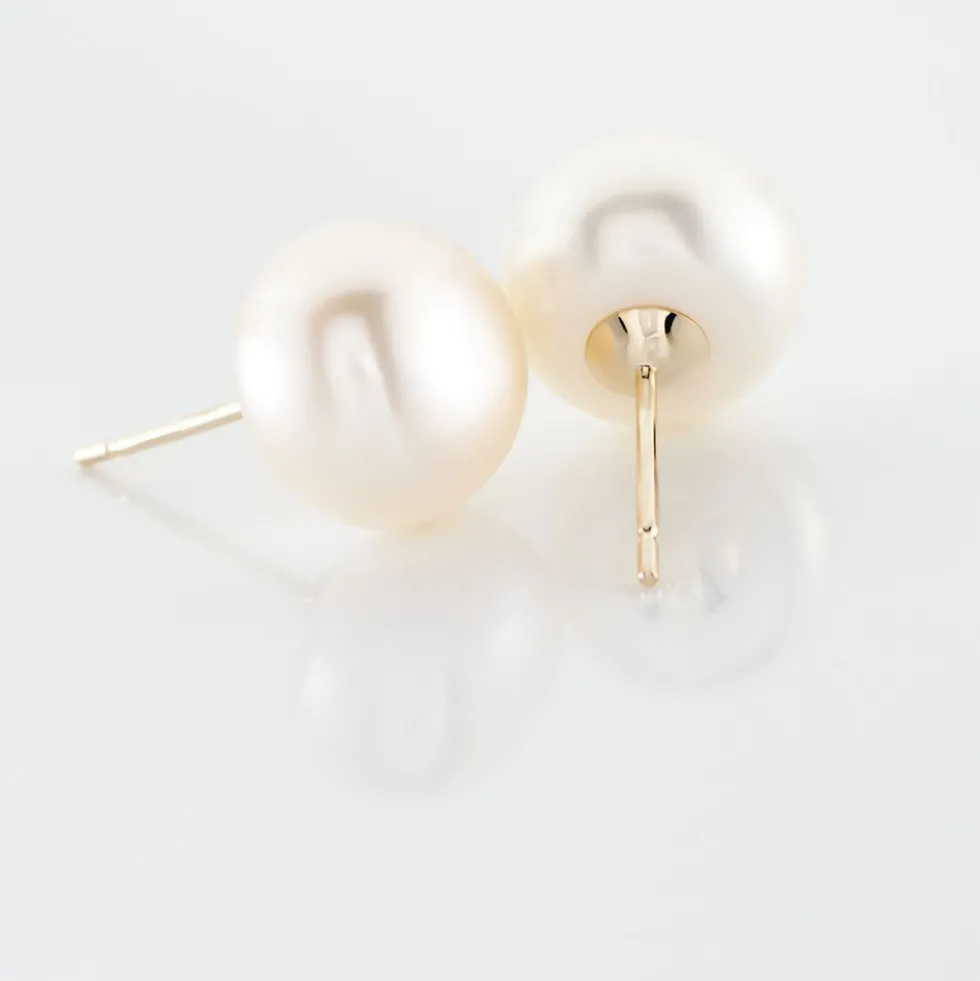 Boucles D'oreilles Puces Kesya Or Jaune Perle De Culture