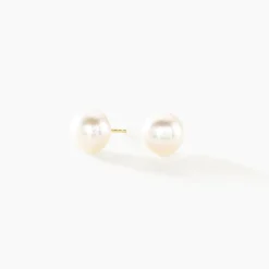 Boucles D'oreilles Puces Kesya Or Jaune Perle De Culture