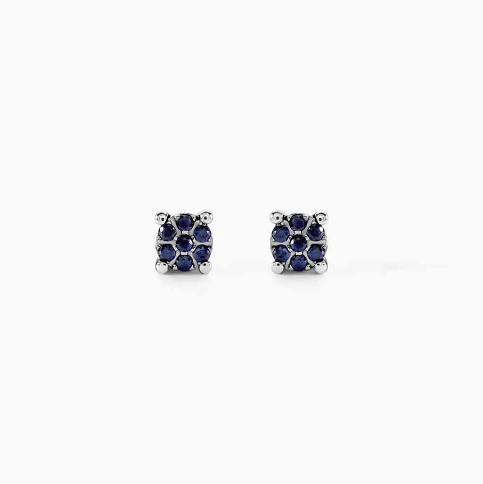 Boucles D'oreilles Puces Kate Or Blanc Saphir