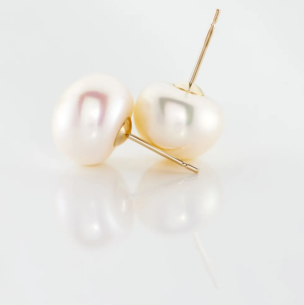 Boucles D'oreilles Puces Kesya Or Jaune Perle De Culture