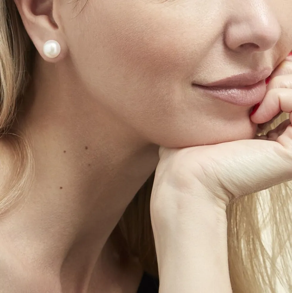 Boucles D'oreilles Puces Kesya Or Jaune Perle De Culture