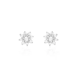 Boucles D'oreilles Puces Lorraine Argent Blanc Oxyde De Zirconium