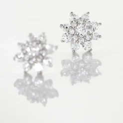 Boucles D'oreilles Puces Lorraine Argent Blanc Oxyde De Zirconium