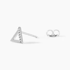 Boucles D'oreilles Puces Lorena Argent Blanc Oxyde De Zirconium