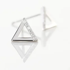 Boucles D'oreilles Puces Lorena Argent Blanc Oxyde De Zirconium