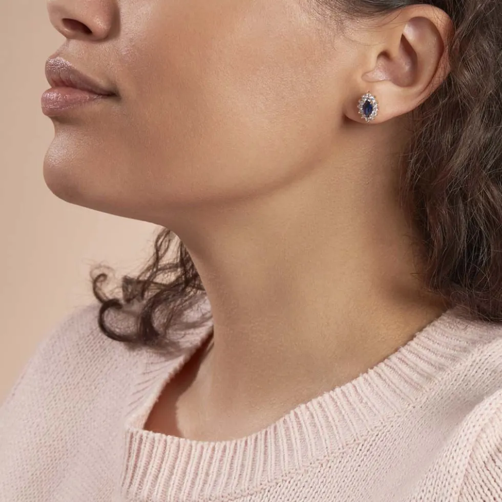 Boucles D'oreilles Puces Lisea Plaqué Or Verre Et Oxyde De Zirconium