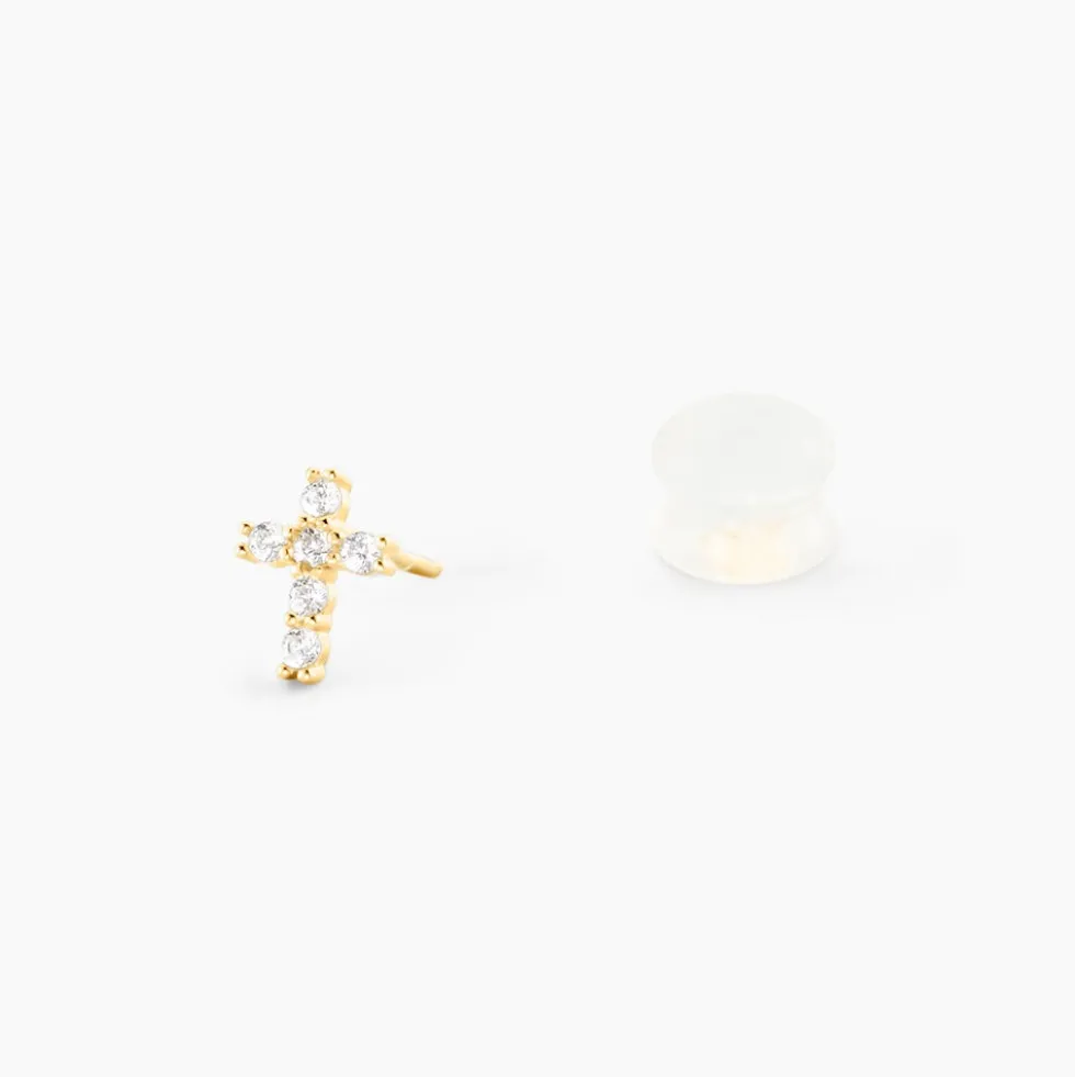 Boucles D'oreilles Puces Luna Or Jaune Oxyde De Zirconium