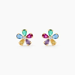Boucles D'Oreilles Puces Linnet Or Jaune Oxyde De Zirconium