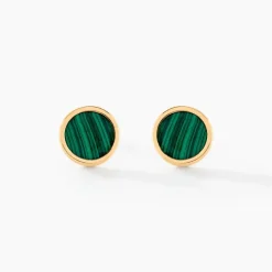 Boucles D'oreilles Puces Lucky Gems Or Jaune Malachite