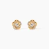 Boucles D'Oreilles Puces Moisette Plaqué Or Jaune Oxyde De Zirconium