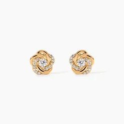 Boucles D'Oreilles Puces Moisette Plaqué Or Jaune Oxyde De Zirconium