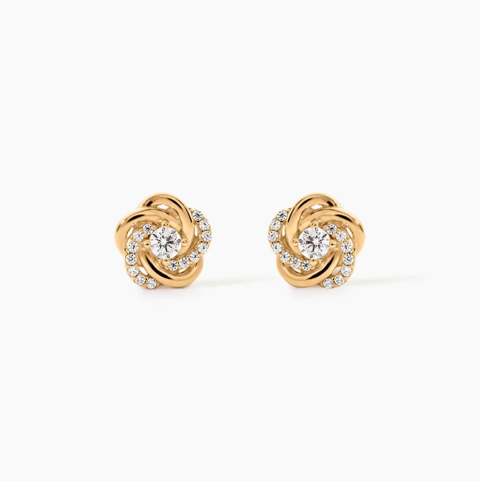 Boucles D'Oreilles Puces Moisette Plaqué Or Jaune Oxyde De Zirconium