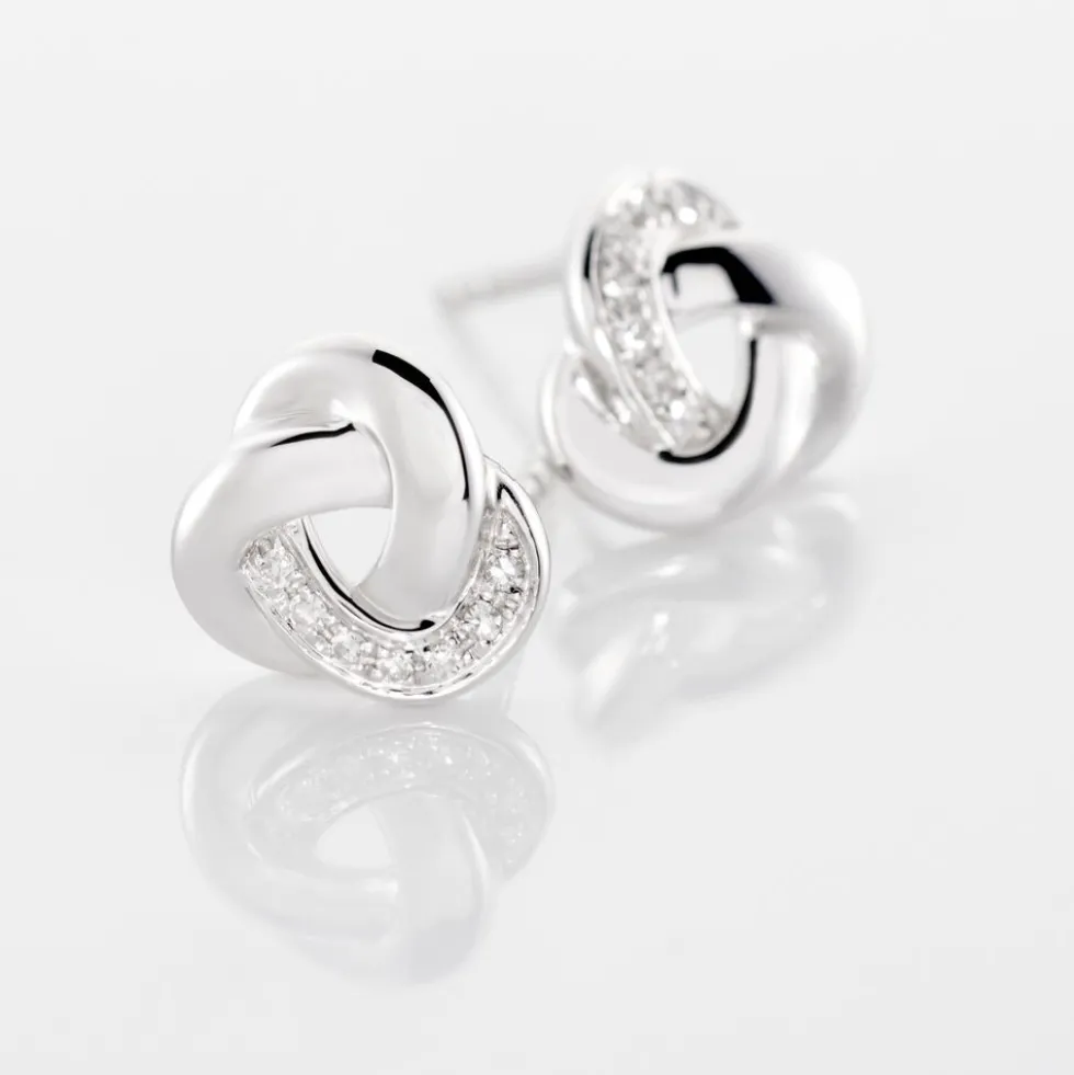 Boucles D'oreilles Puces Mastrona Or Blanc Diamant