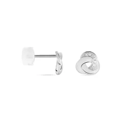 Boucles D'oreilles Puces Mastrona Or Blanc Diamant