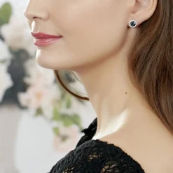 Boucles D'oreilles Puces Maeva Or Rose Topaze Et Oxyde De Zirconium