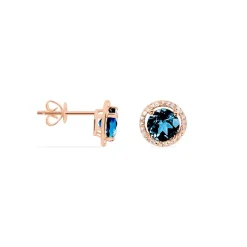 Boucles D'oreilles Puces Maeva Or Rose Topaze Et Oxyde De Zirconium