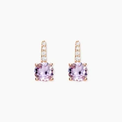 Boucles D'oreilles Puces Monroe Or Rose Quartz Oxyde De Zirconium