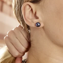 Boucles D'oreilles Puces Micaelle Teintees Or Jaune Perle De Culture